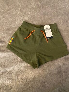 Polo by Ralph Lauren Olive Green Athletic Shorts with Orange Drawstring